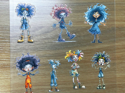 E-104 Fluffy Hair Whimsies 3D Embossed sticker 1 piece