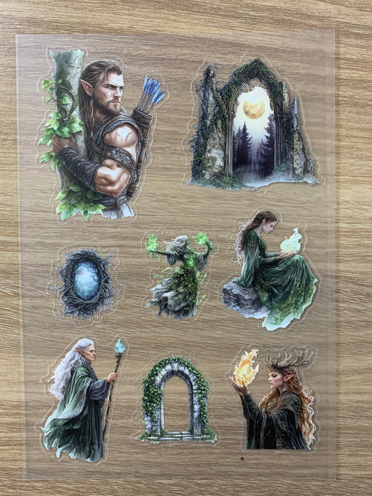 S18 Elven Guardians of the Ruins sticker pet precut A5 size 6 pieces