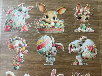 E-39 Easter bunny 3Dembossed sticker one piece