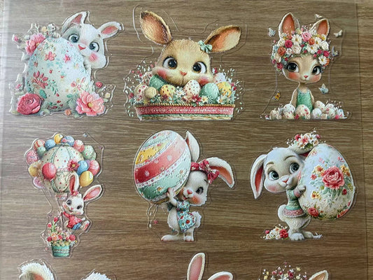 E-39 Easter bunny 3Dembossed sticker one piece