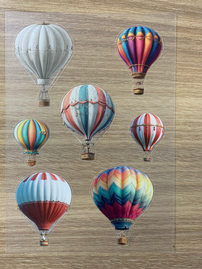 S19 Hot air balloons sticker pet precut A5 size 2 pieces