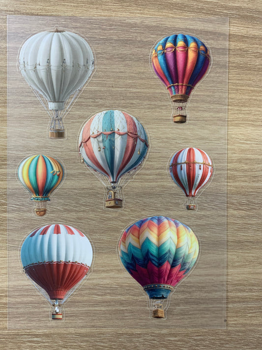 S19 Hot air balloons sticker pet precut A5 size 2 pieces