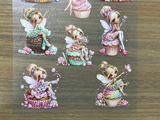 E-146 Cupcake Fairies 2.0 3D Embossed sticker 1 piece