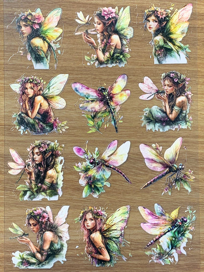E-95 Green Elf Fairy 3D Embossed sticker 1 piece