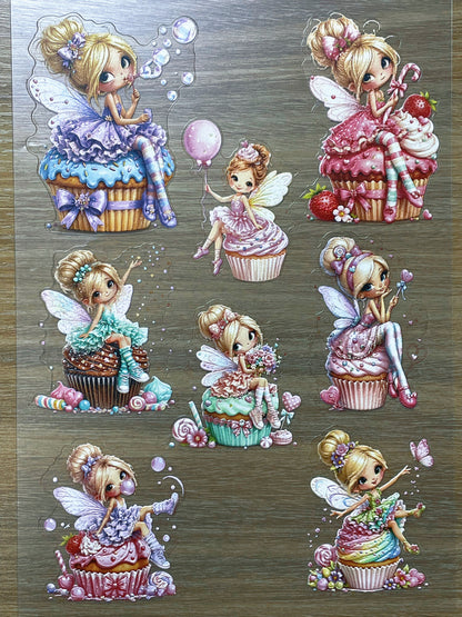 E-146 Cupcake Fairies 2.0 3D Embossed sticker 1 piece