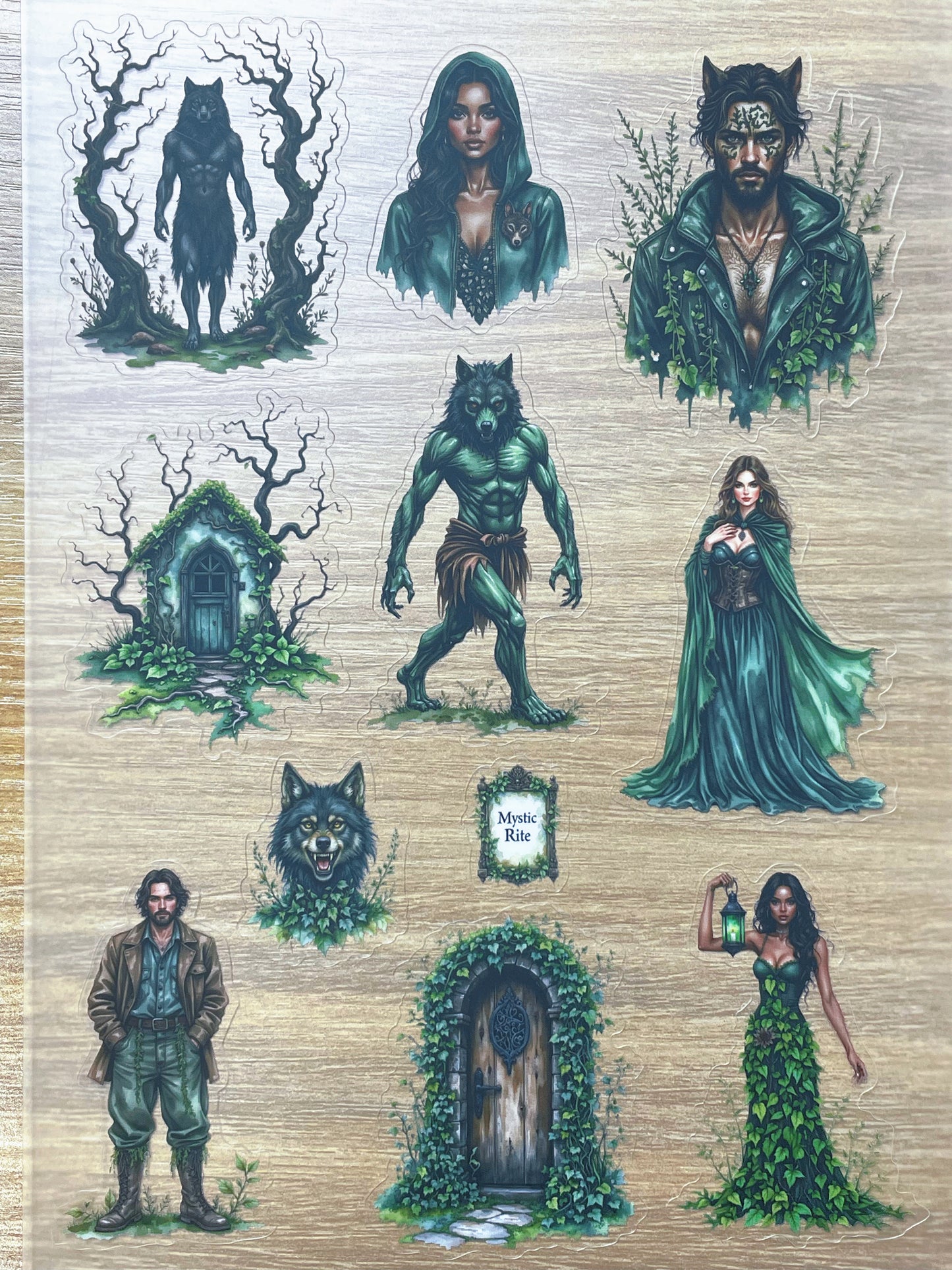 S119 Dark Forest Wolf Spirit sticker pet precut A5 size 6 pieces