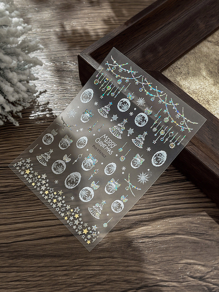 mini-8 Embossed Christmas Snowflake Ball Stickers