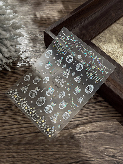 mini-8 Embossed Christmas Snowflake Ball Stickers