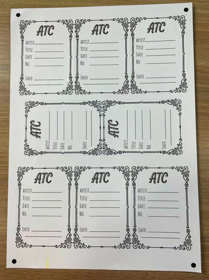 A-9  ATC backside precut sticker  A4 size（1Piece)