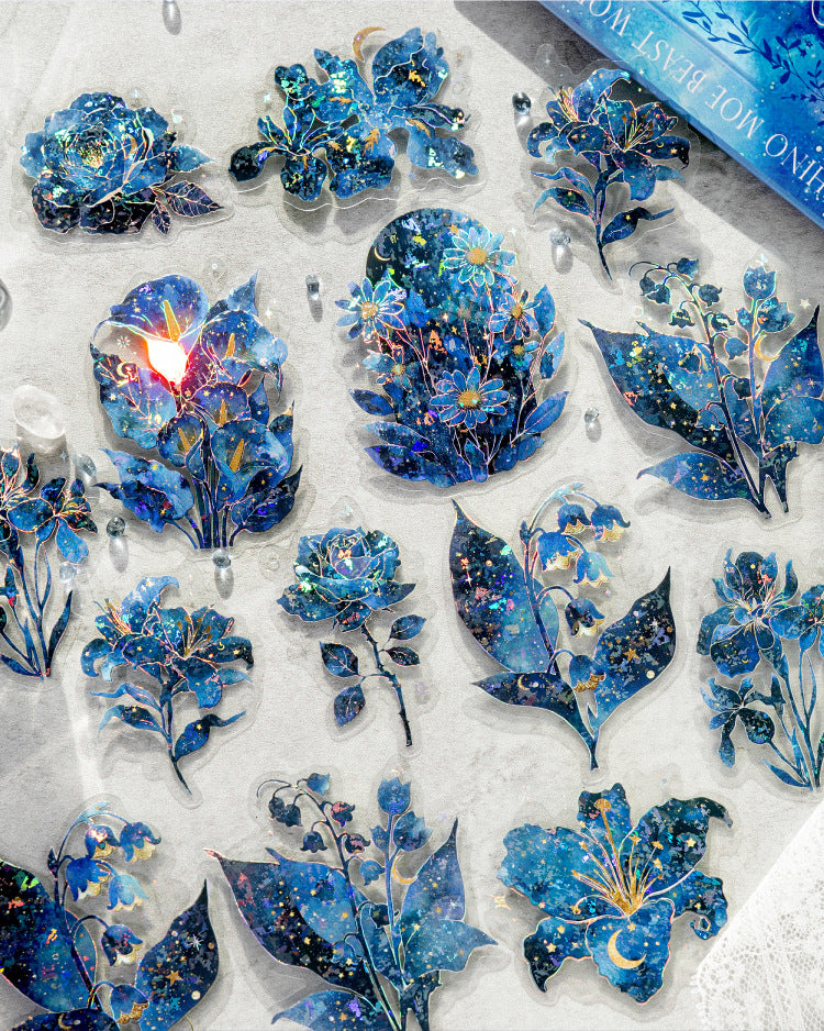 S-31  Ice Crystal PET 3D Laser Silver Sticker Starry Sky Secret Realm Series 6Style