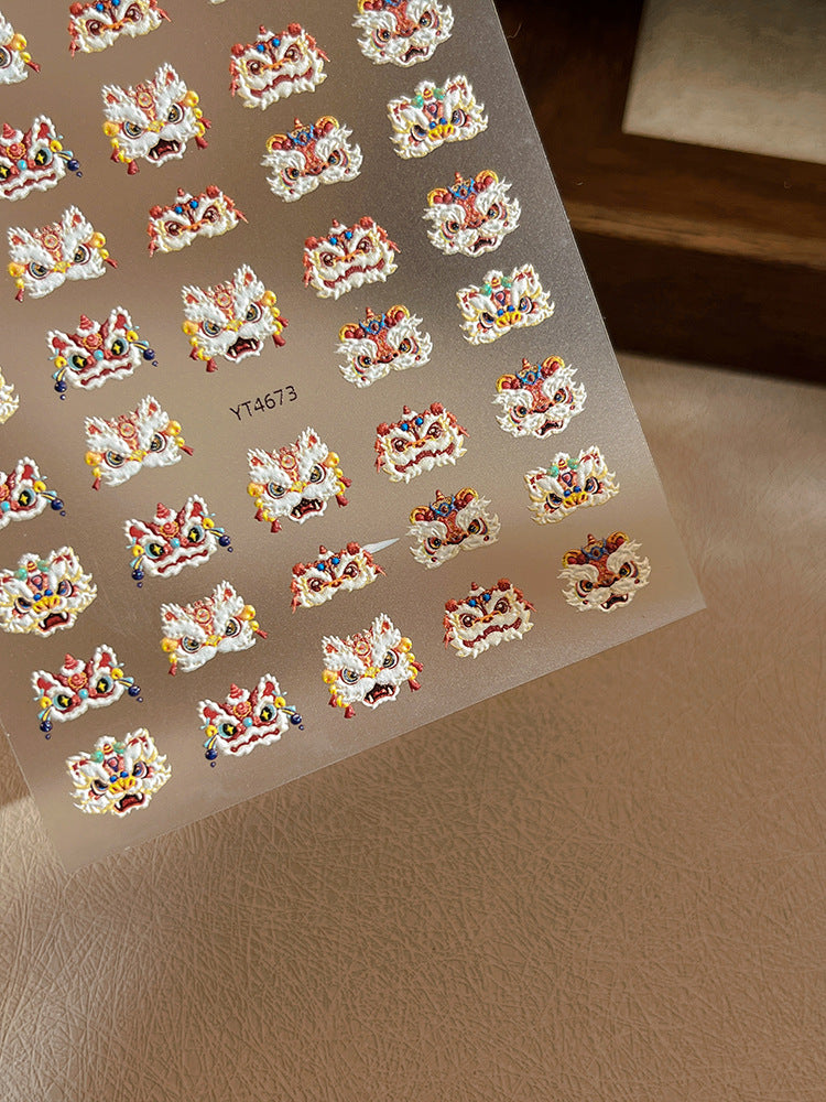 MINI-12 Relief Lion Awakening  Stickers Chinese Style National Trend