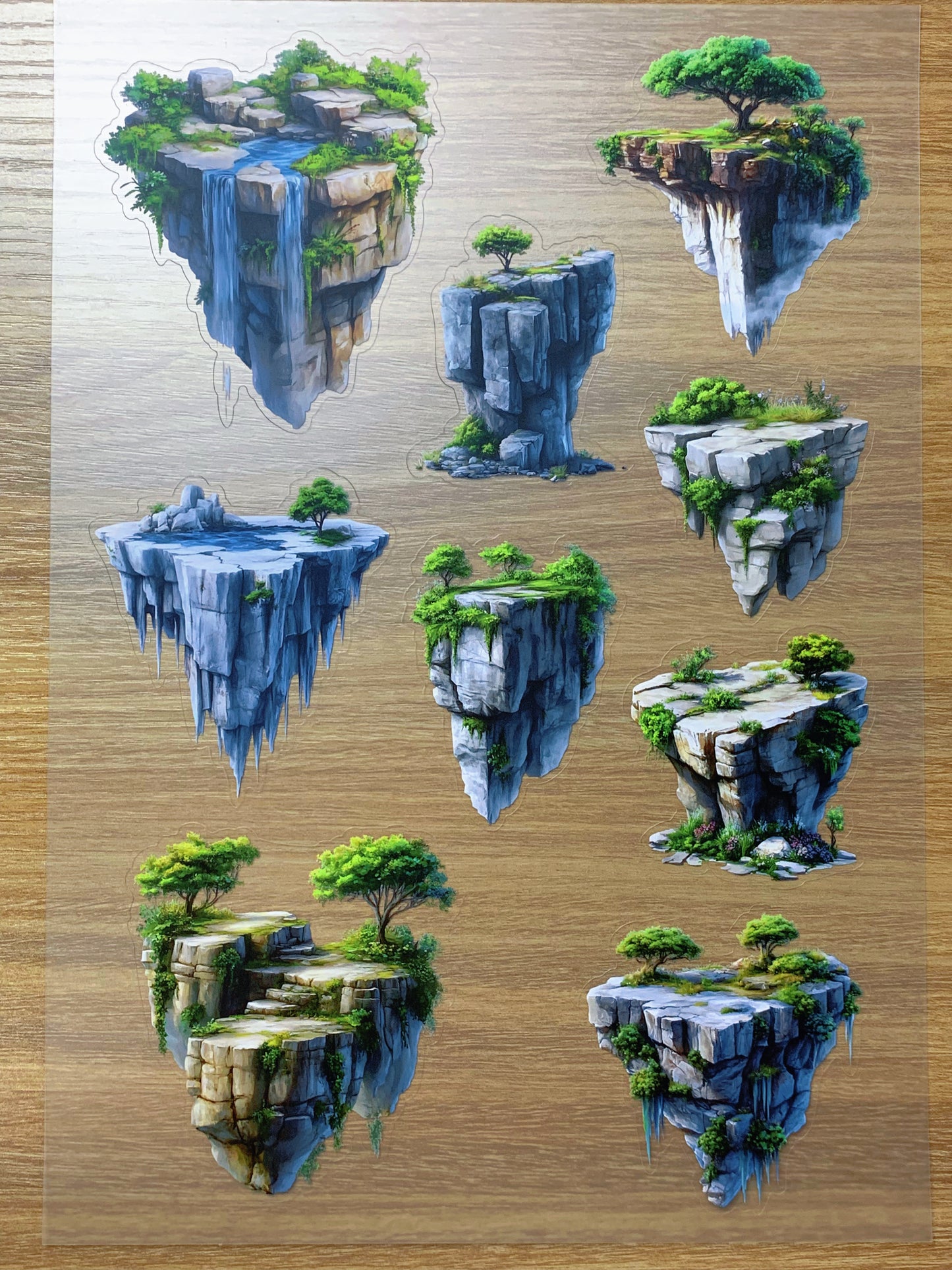 S89 Floating Isle  Realm sticker pet precut A4 size 2 pieces