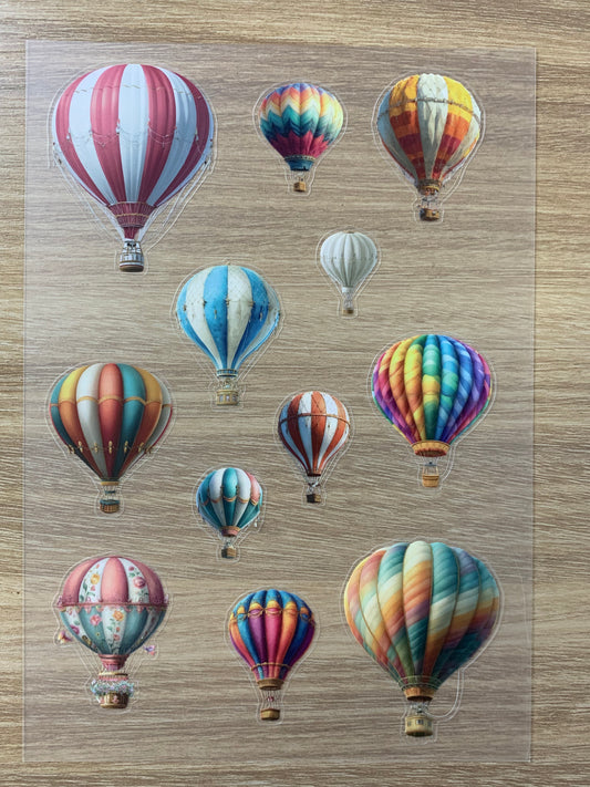 S19 Hot air balloons sticker pet precut A5 size 2 pieces