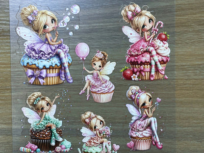 E-146 Cupcake Fairies 2.0 3D Embossed sticker 1 piece