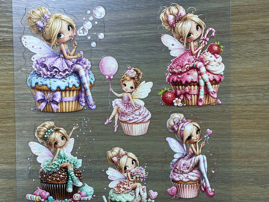 E-146 Cupcake Fairies 2.0 3D Embossed sticker 1 piece