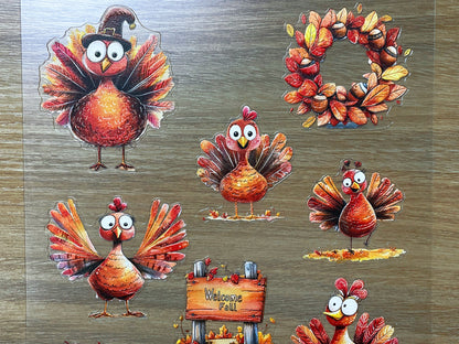 E-121 Thanksgiving Barnyard 2.0 3D Embossed sticker 1 piece