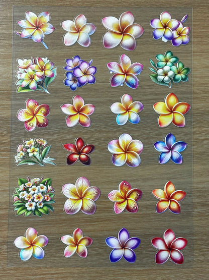 E-78 Rainbow Plumeria 3D Embossed sticker 1 piece