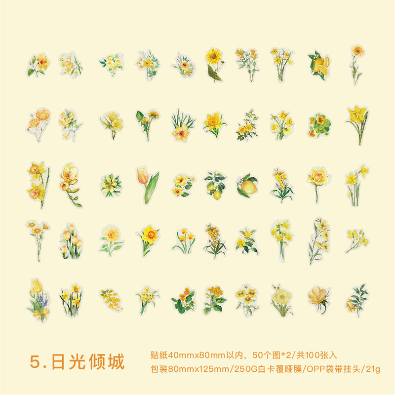 S-10 PET Stickers Flower Season Series Plant and Flower 6 Options
