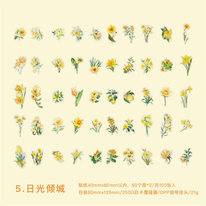 S-10 PET Stickers Flower Season Series Plant and Flower 6 Options