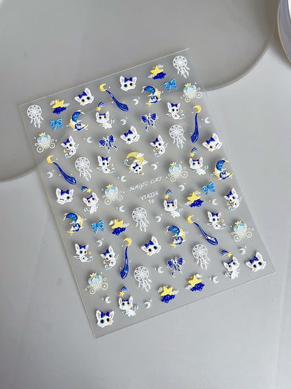 MINI-11 Shell Light Bowknot Kitten Stickers
