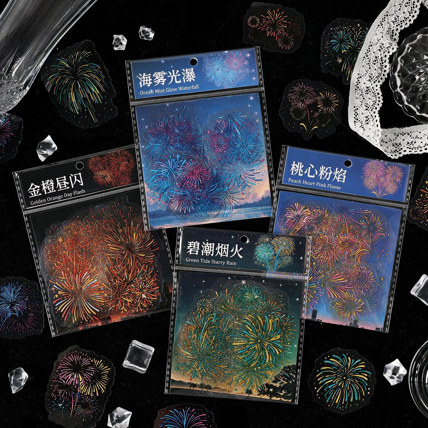 S-16 Dark Phantom PET Sticker package Gorgeous Fireworks Painting Series