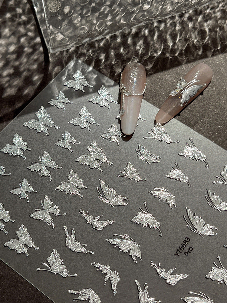 MINI-13 Silver Butterfly Stickers