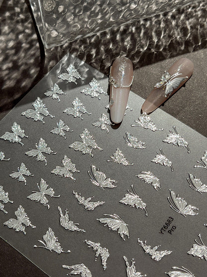MINI-13 Silver Butterfly Stickers