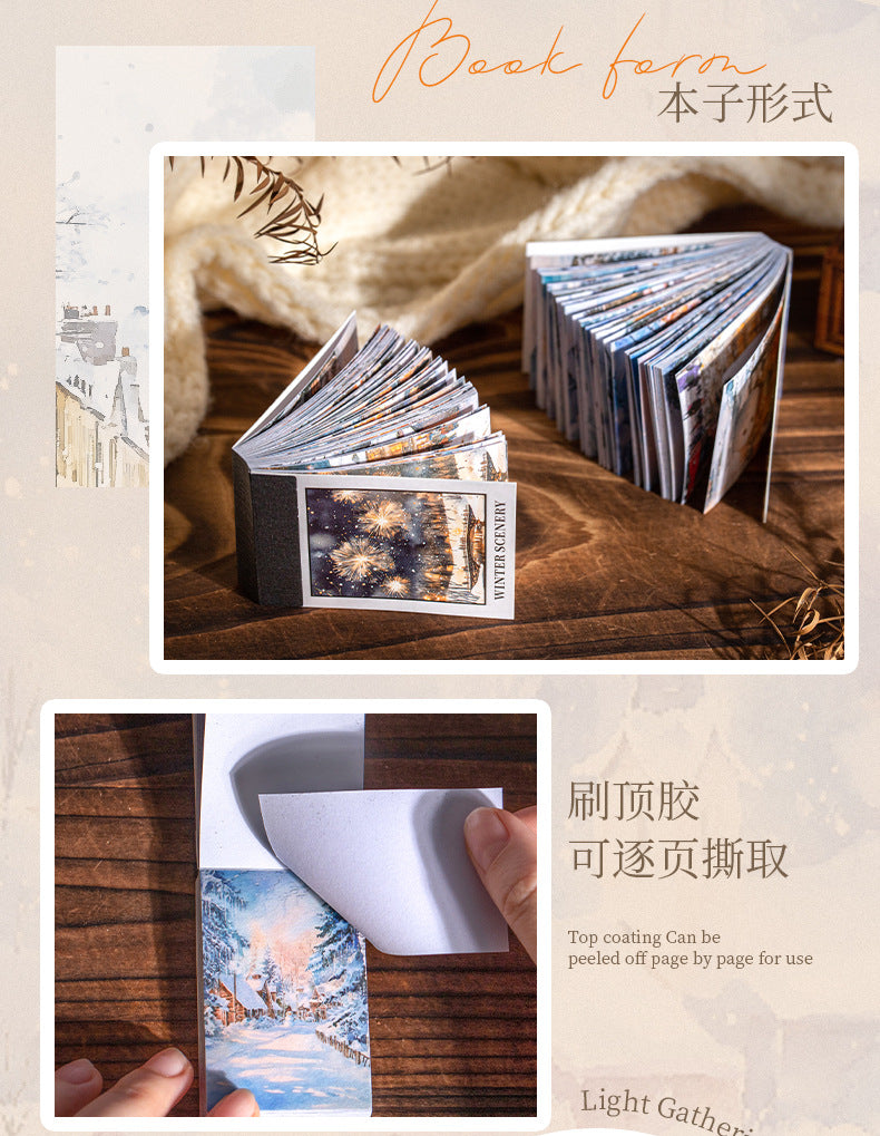S-18   Sticker Book Winter Light Collection 50Winter Scenery Theme Material 4Style