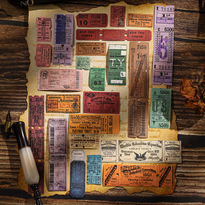 S-40  Retro Ticket Box Sticker Pack 6Style