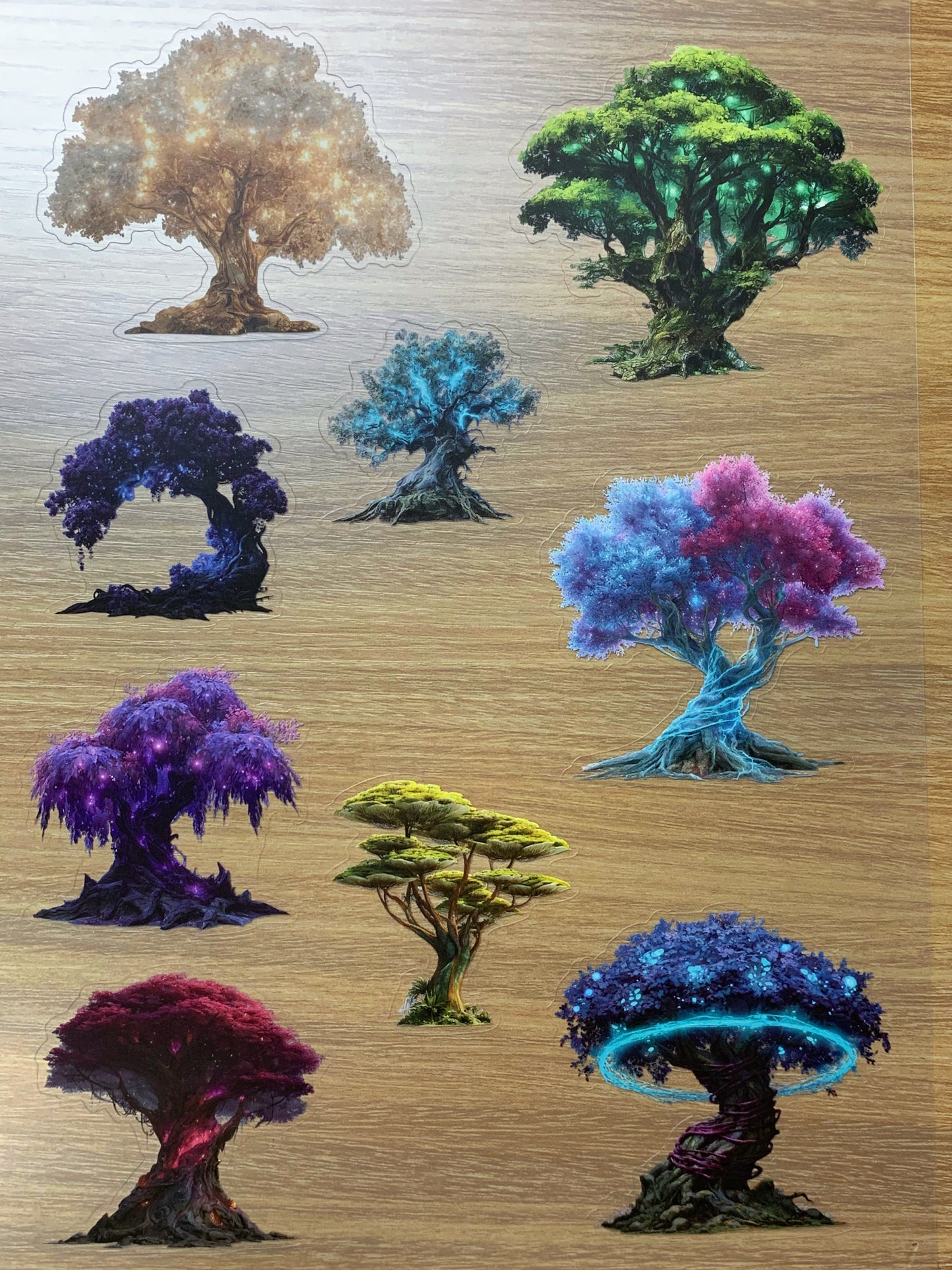 S90 Prismatic Spirit Tree sticker pet precut A4 size 5 pieces