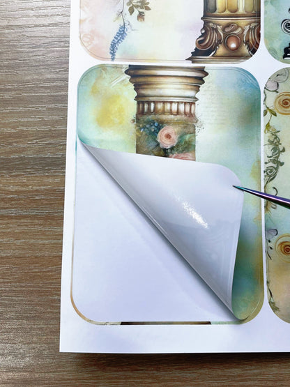 A-121  ATC background precut sticker  A4 size（1Piece)