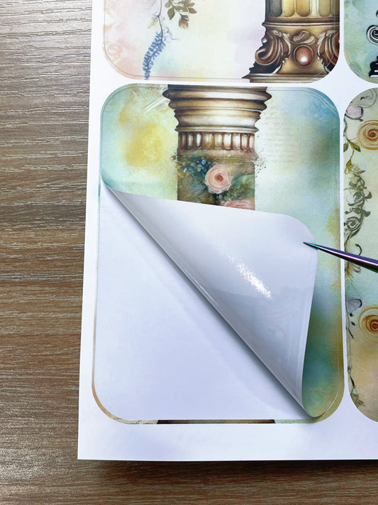 A-121  ATC background precut sticker  A4 size（1Piece)