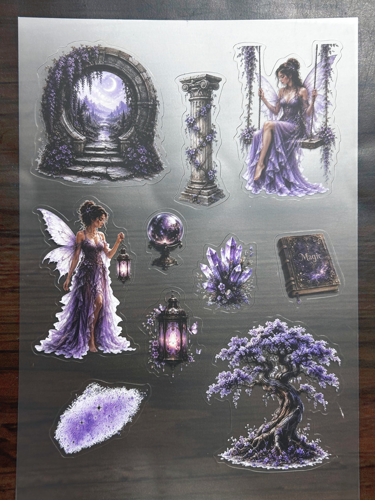 S-185 Purple Fairy sticker pet precut A5 size 3 pieces
