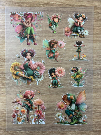 S20 Little Fairies of the Bloom sticker pet precut A5 size 4 pieces