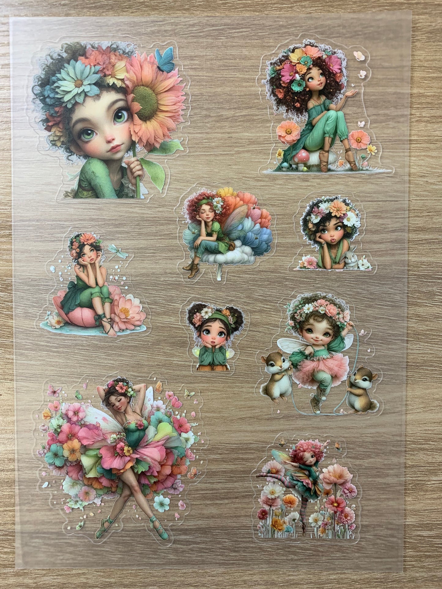 S20 Little Fairies of the Bloom sticker pet precut A5 size 4 pieces