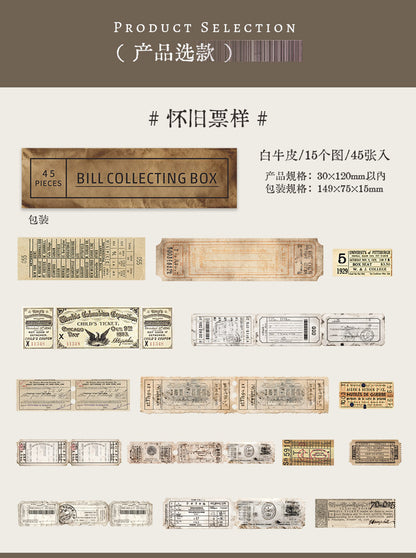 S-40  Retro Ticket Box Sticker Pack 6Style