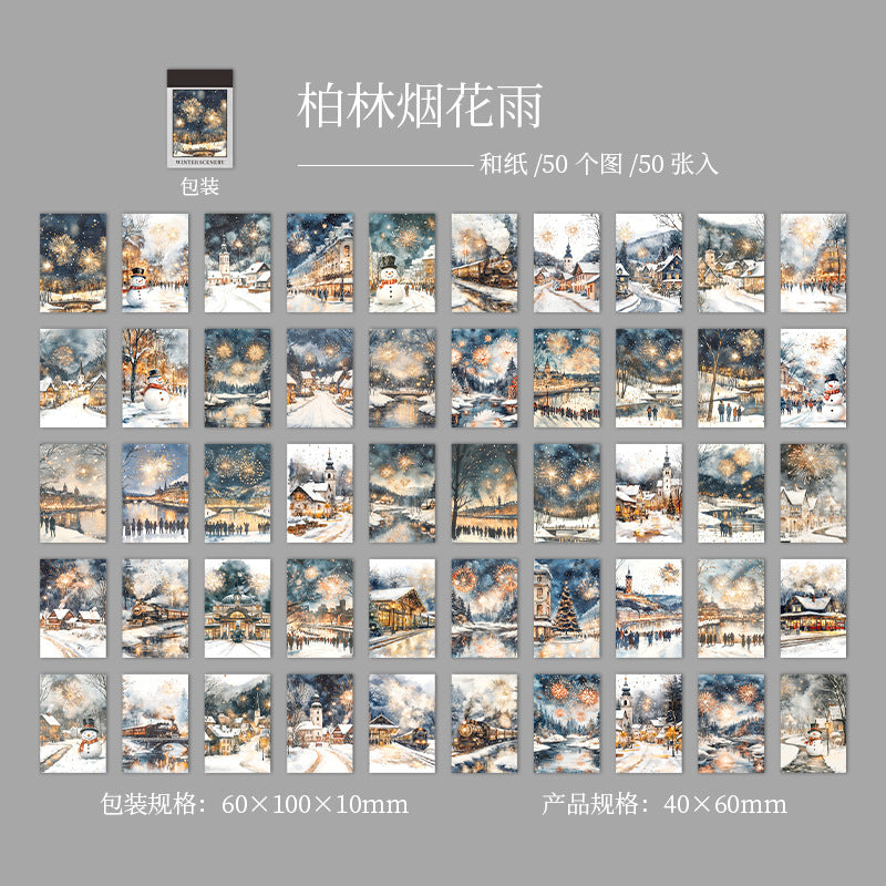 S-18   Sticker Book Winter Light Collection 50Winter Scenery Theme Material 4Style