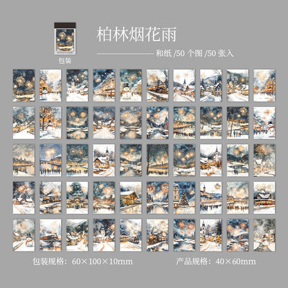 S-18   Sticker Book Winter Light Collection 50Winter Scenery Theme Material 4Style