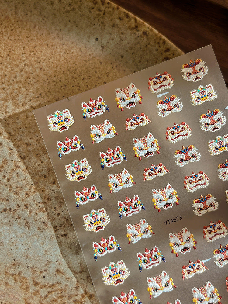 MINI-12 Relief Lion Awakening  Stickers Chinese Style National Trend