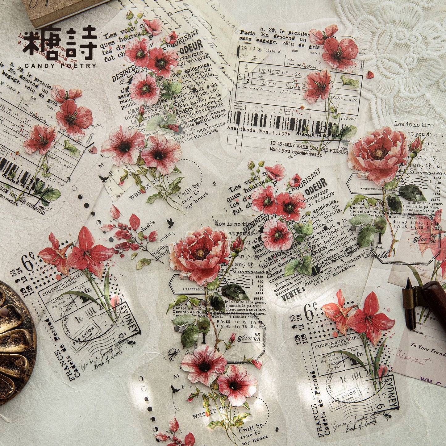 S-44  Kaleidoscope Notes Series Vintage Floral Landscaping Theme 6Style