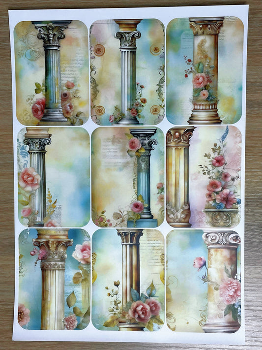 A-121  ATC background precut sticker  A4 size（1Piece)