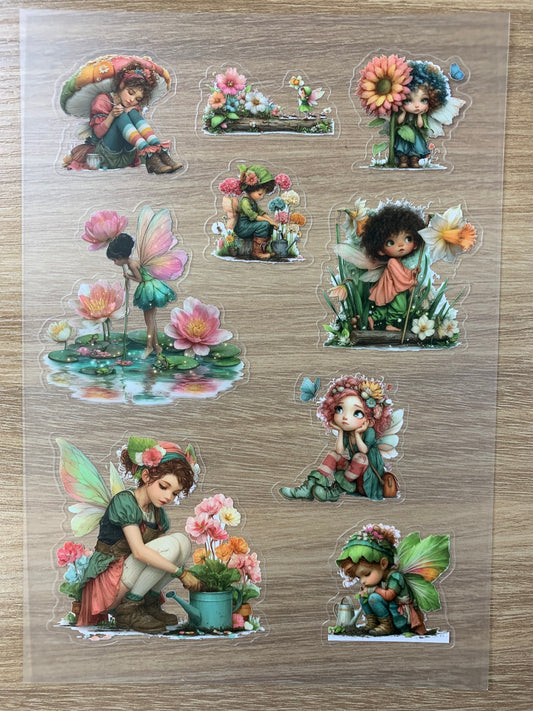 S20 Little Fairies of the Bloom sticker pet precut A5 size 4 pieces