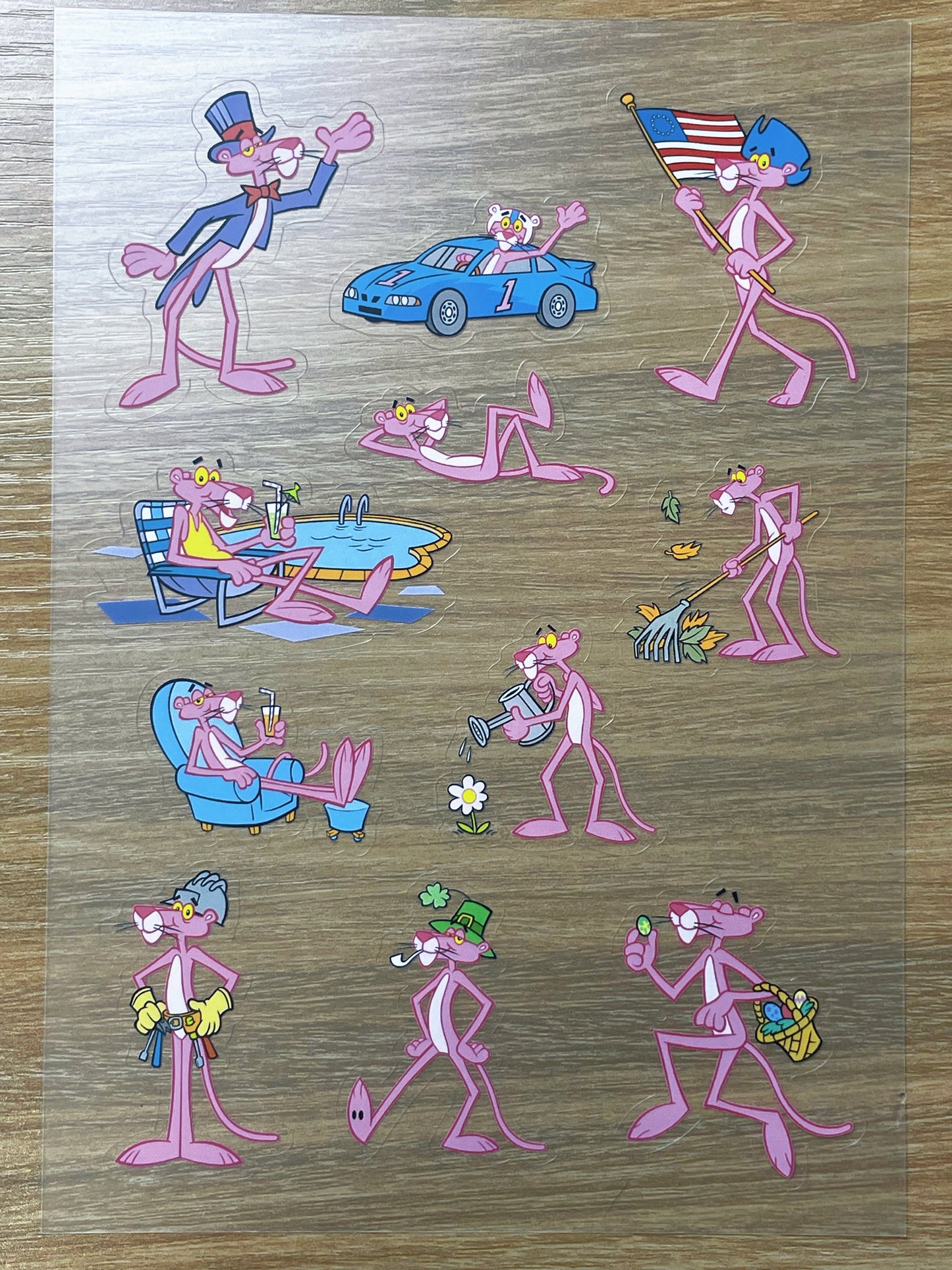 S73 Pink Panther  sticker pet precut A5 size 6 pieces