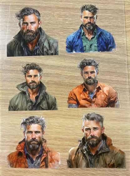 S14 Masculine beard men sticker pet precut A5 size 3 pieces