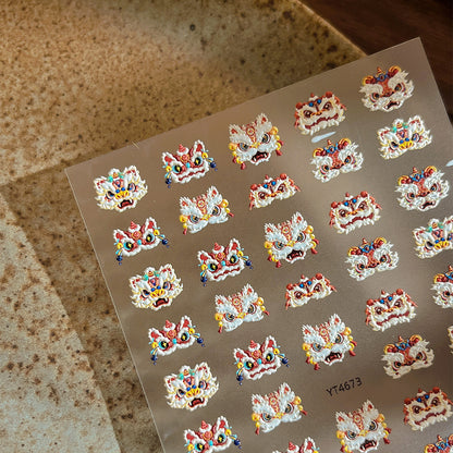 MINI-12 Relief Lion Awakening  Stickers Chinese Style National Trend