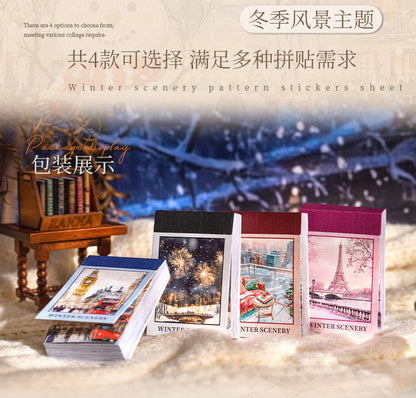 S-18   Sticker Book Winter Light Collection 50Winter Scenery Theme Material 4Style
