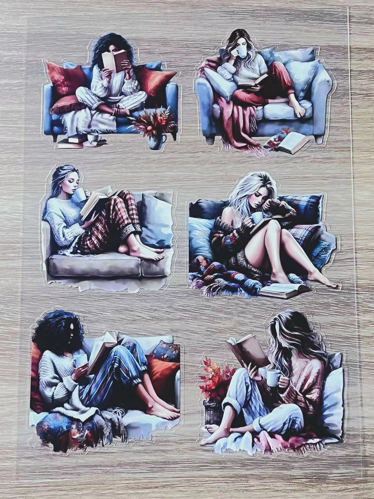 S5 Cozy Reading couch girl pet precut A5 size 2 pieces