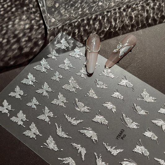 MINI-13 Silver Butterfly Stickers