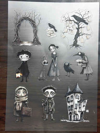 S-181 Dark Mail sticker pet precut A5 size 5 pieces