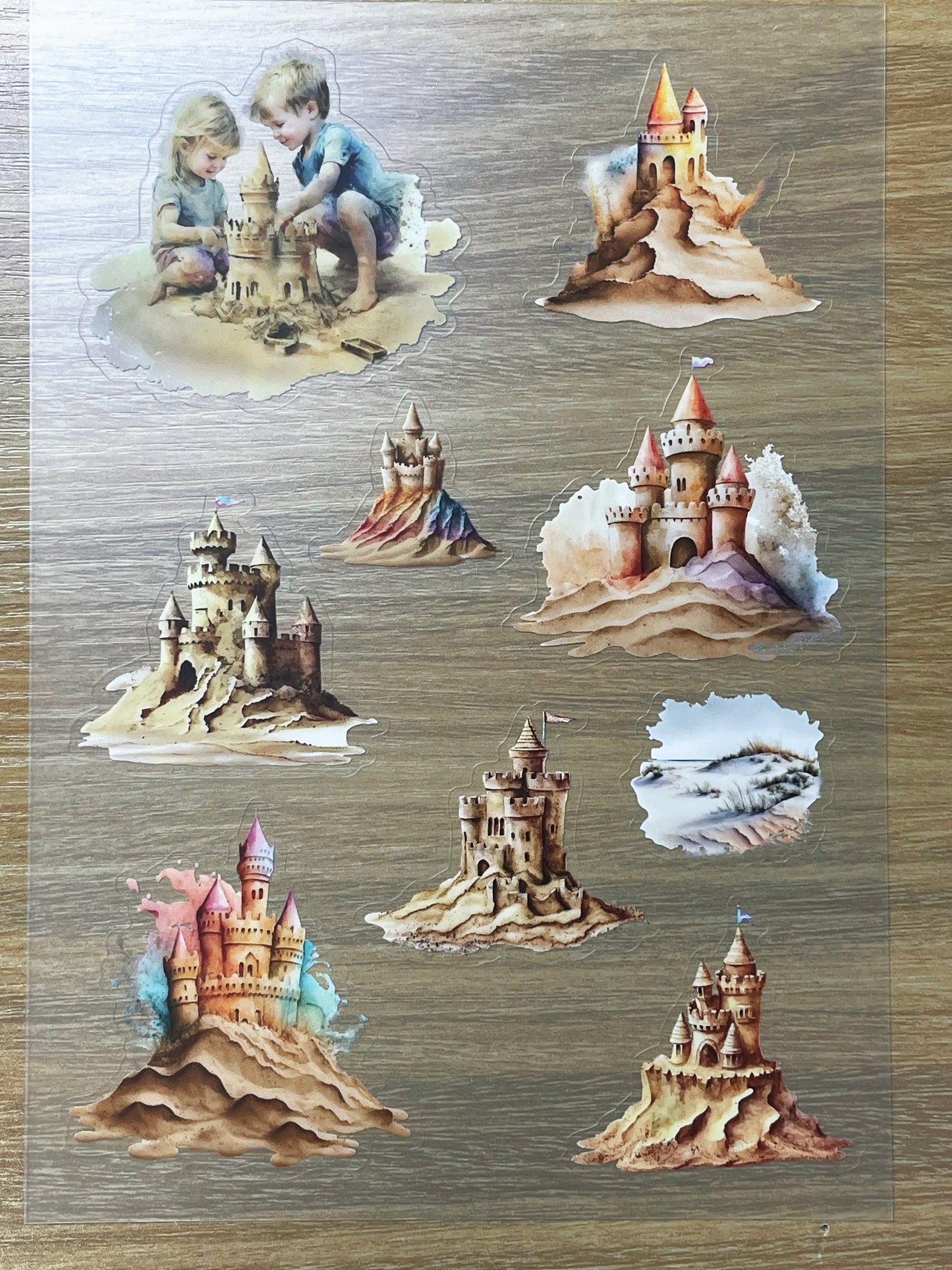 S74 Coast Sandcastle  sticker pet precut A5 size 3 pieces